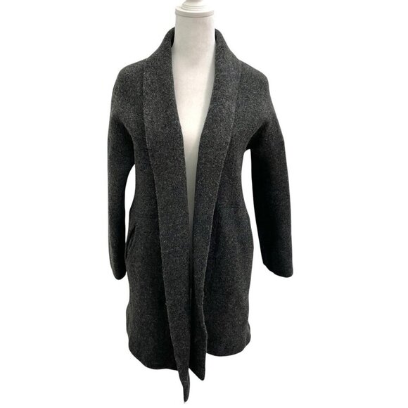 Madewell 100% Merino Wool Shawl Collar Open Front Sweater Jacket Coat Gray Small - Picture 1 of 5